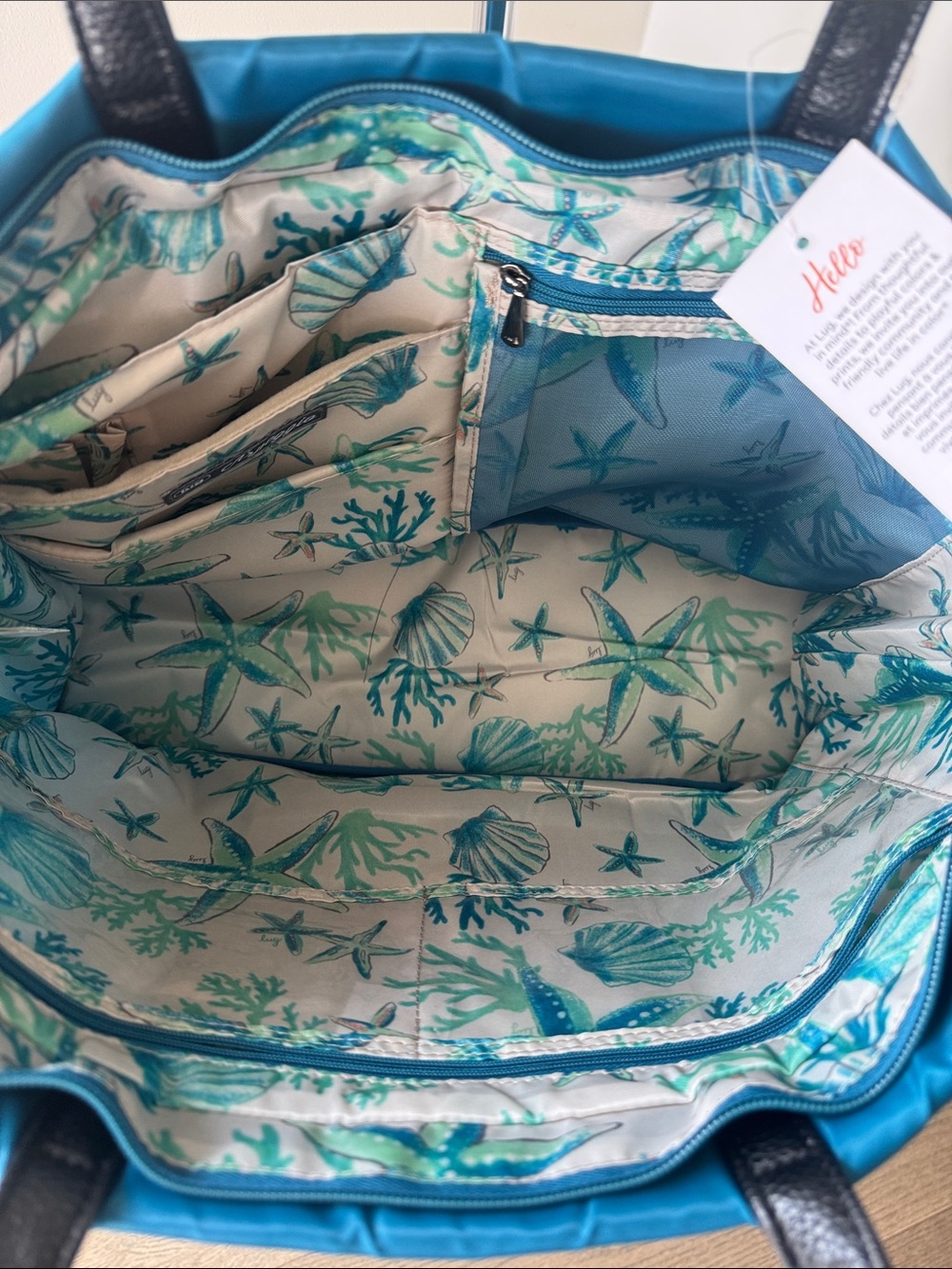 Lug ARPEGGIO Ocean Blue Quilted Tote Everyday Bag Travel Beach Casual Bag NWT - Picture 4 of 12